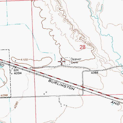 Topographic Map of Deaver Cemetery, WY