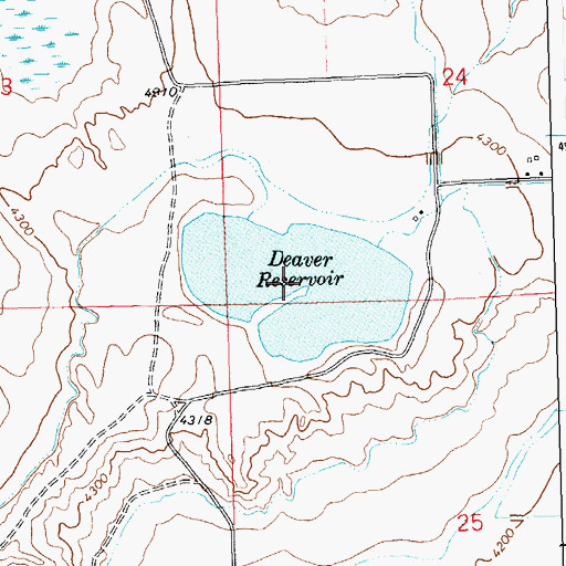 Topographic Map of Deaver Reservoir, WY