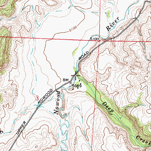 Topographic Map of Deep Creek, WY