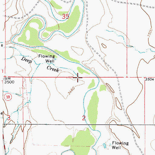 Topographic Map of Deep Creek, WY