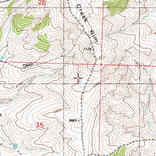 Topographic Map of Deep Creek Rim, WY