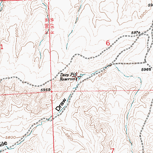 Topographic Map of Deep Pit Reservoir, WY