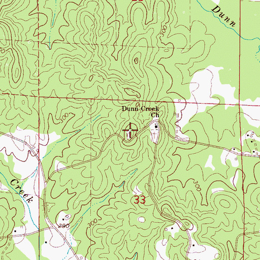 Topographic Map of Old Dunn Creek Cemetery, AL