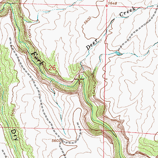 Topographic Map of Deer Creek, WY