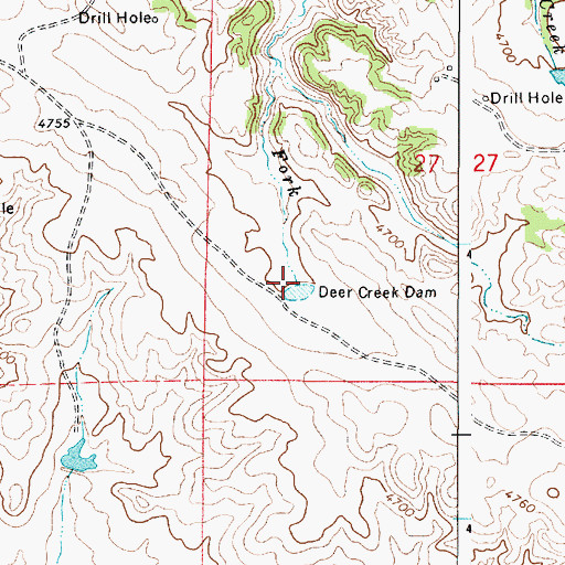 Topographic Map of Deer Creek Dam, WY