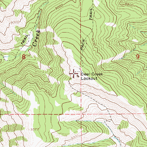 Topographic Map of Deer Creek Lookout, WY