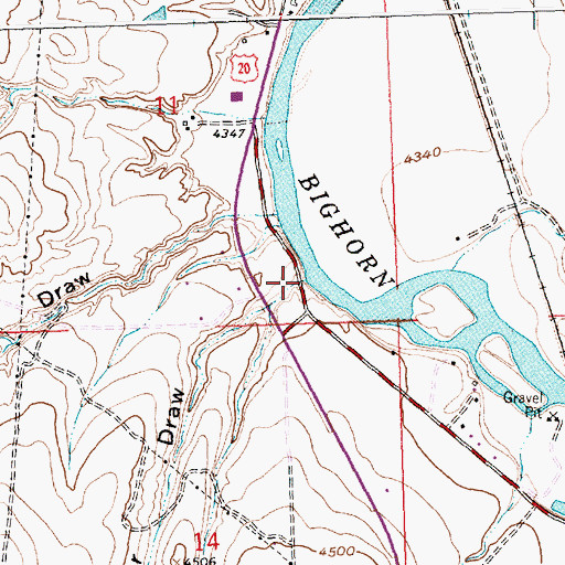 Topographic Map of Deer Draw, WY