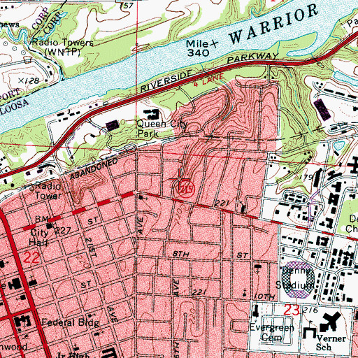 Topographic Map of Pinehurst Historic District, AL