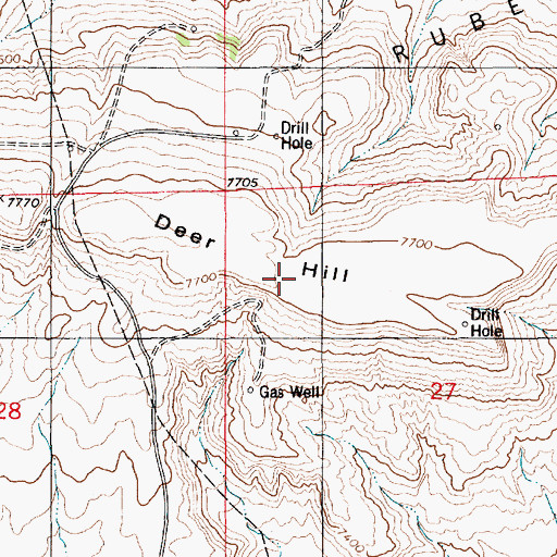 Topographic Map of Deer Hill, WY