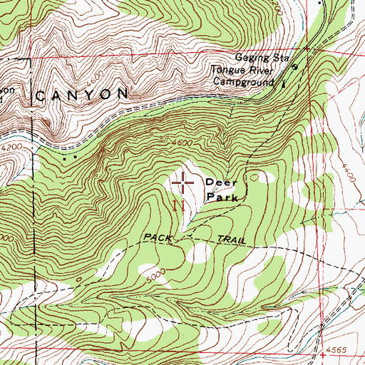 Topographic Map of Deer Park, WY