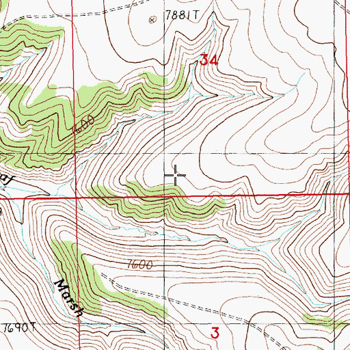 Topographic Map of Deer Spring, WY