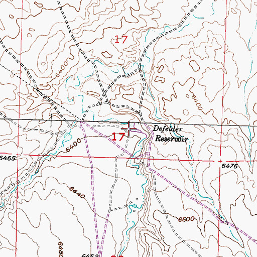 Topographic Map of Defelder Reservoir, WY