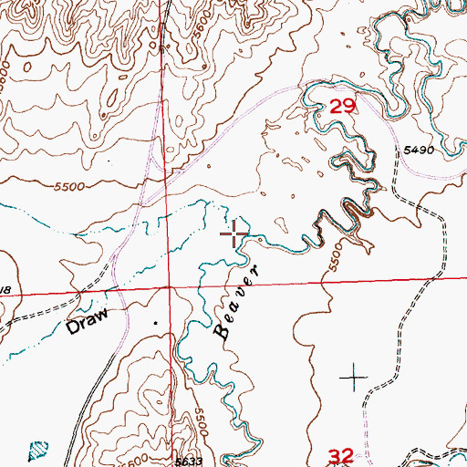 Topographic Map of Del Monte Draw, WY