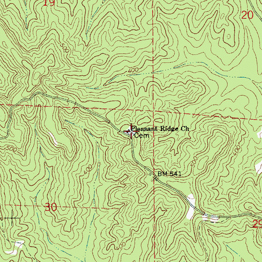 Topographic Map of Pleasant Ridge Cemetery, AL