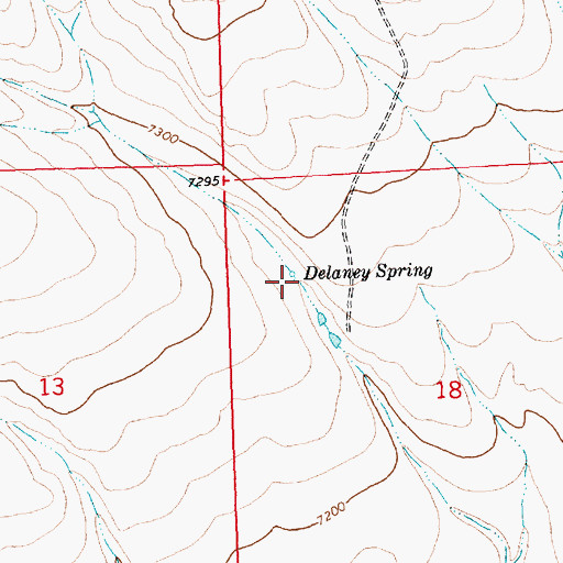 Topographic Map of Delaney Spring, WY