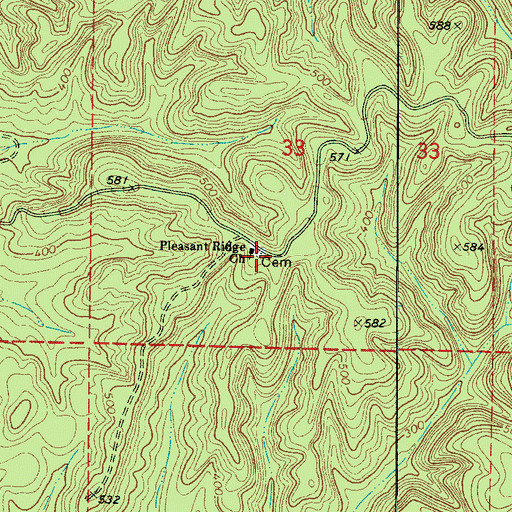 Topographic Map of Pleasant Ridge Cemetery, AL
