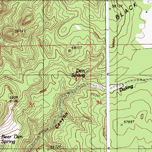 Topographic Map of Den Spring, WY