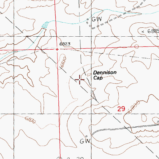 Topographic Map of Dennison Cap, WY