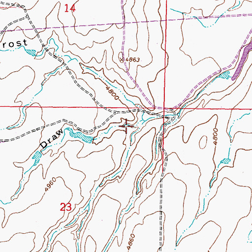 Topographic Map of Denny Draw, WY
