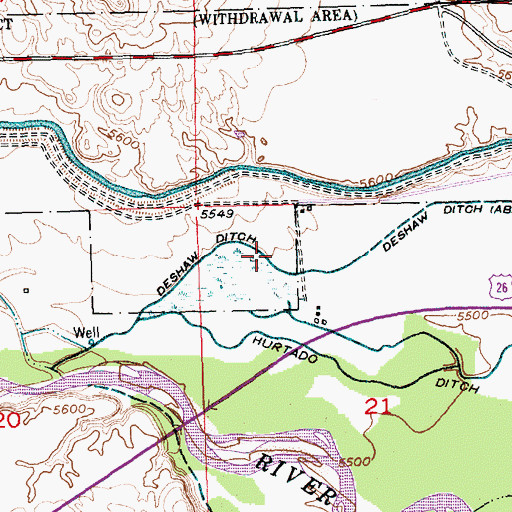 Topographic Map of Deshaw Ditch, WY
