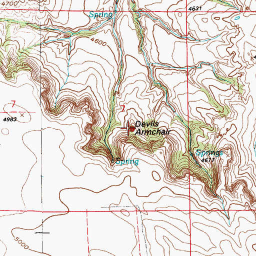 Topographic Map of Devils Armchair, WY