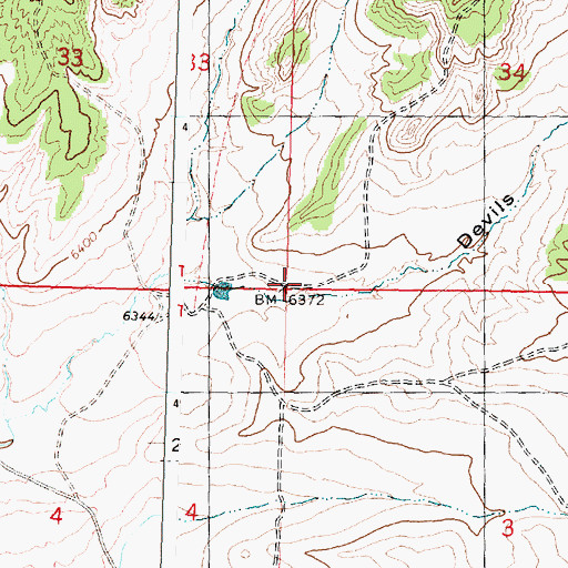 Topographic Map of Devils Canyon, WY