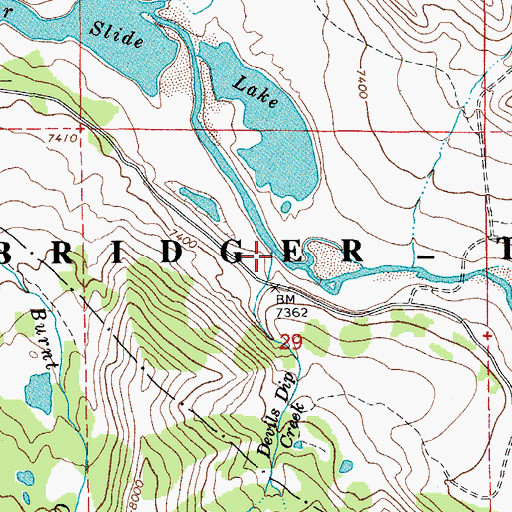 Topographic Map of Devils Dip Creek, WY