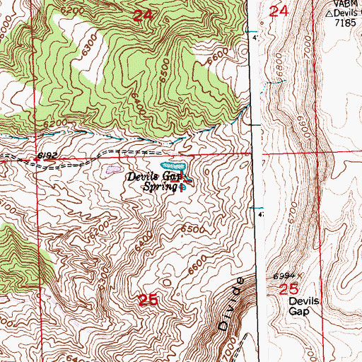 Topographic Map of Devils Gap Spring, WY