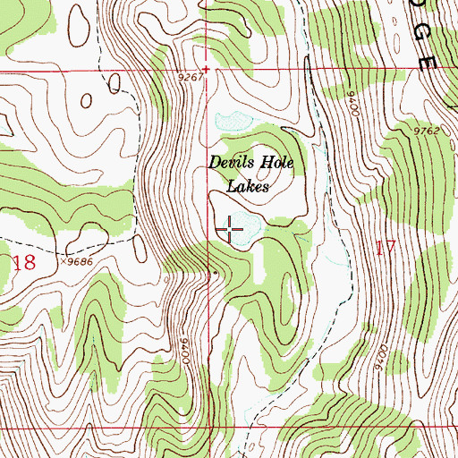 Topographic Map of Devils Hole Lakes, WY