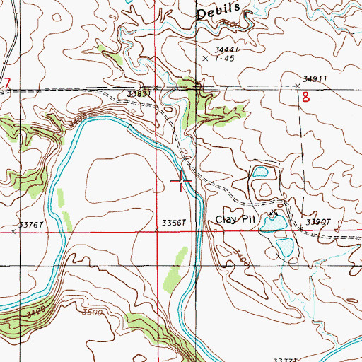 Topographic Map of Devils Run, WY