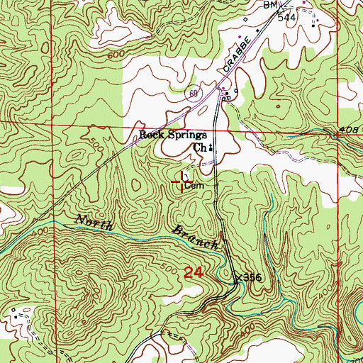 Topographic Map of Rock Springs Cemetery, AL