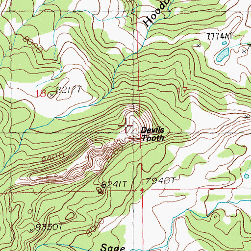 Topographic Map of Devils Tooth, WY