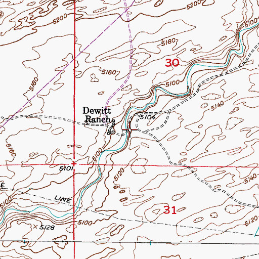 Topographic Map of Dewitt Ranch, WY