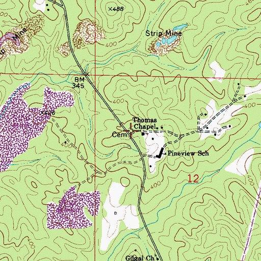 Topographic Map of Thomas Chapel Cemetery, AL
