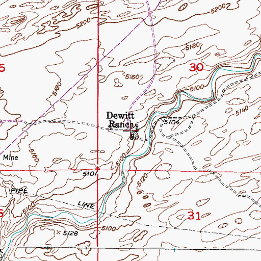 Topographic Map of Dewitt Ranch, WY