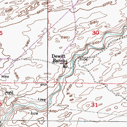 Topographic Map of Dewitt Ranch, WY
