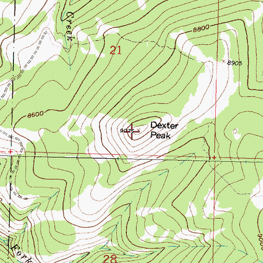 Topographic Map of Dexter Peak, WY