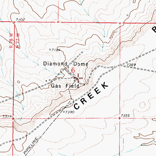 Topographic Map of Diamond Dome Gas Field, WY