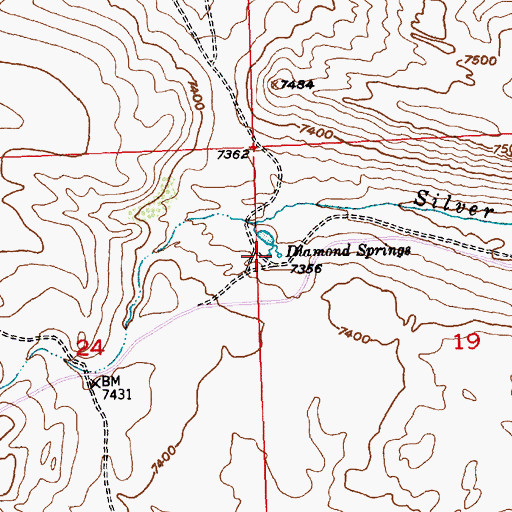 Topographic Map of Diamond Springs, WY