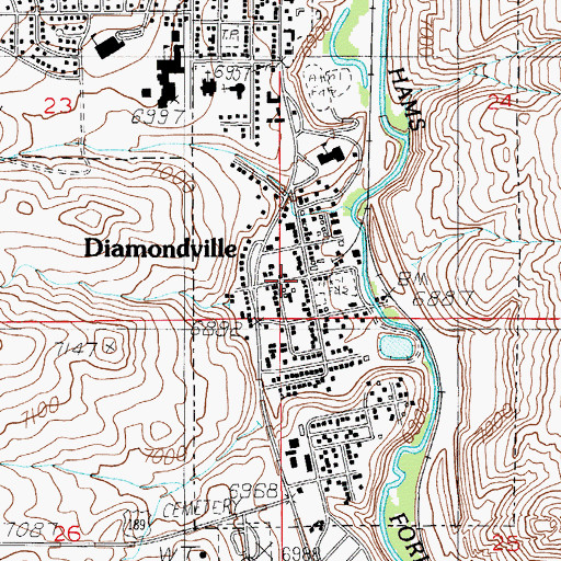 Topographic Map of Diamondville, WY