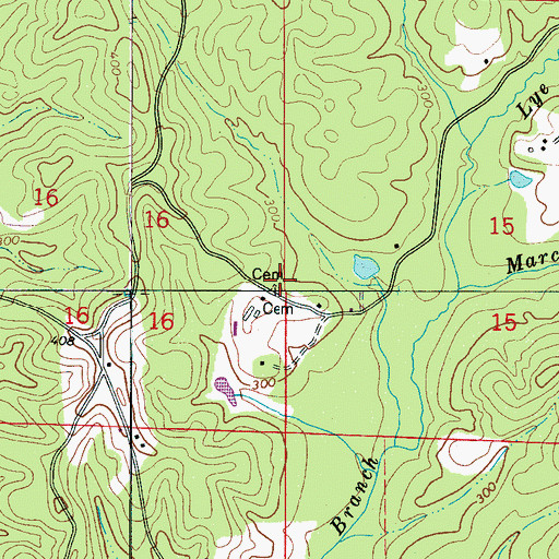 Topographic Map of Ward Cemetery, AL