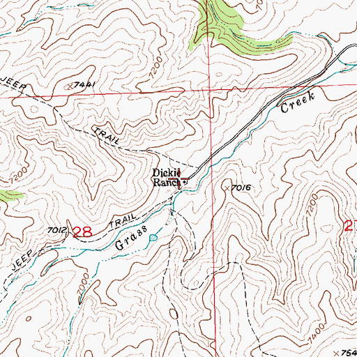 Topographic Map of Dickie Ranch, WY