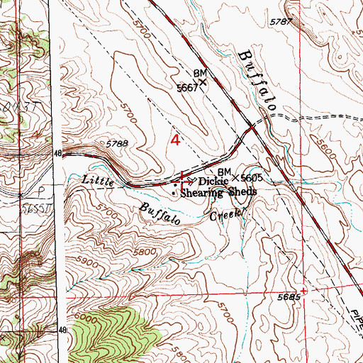 Topographic Map of Dickie Shearing Sheds, WY