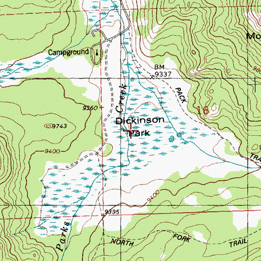 Topographic Map of Dickinson Park, WY