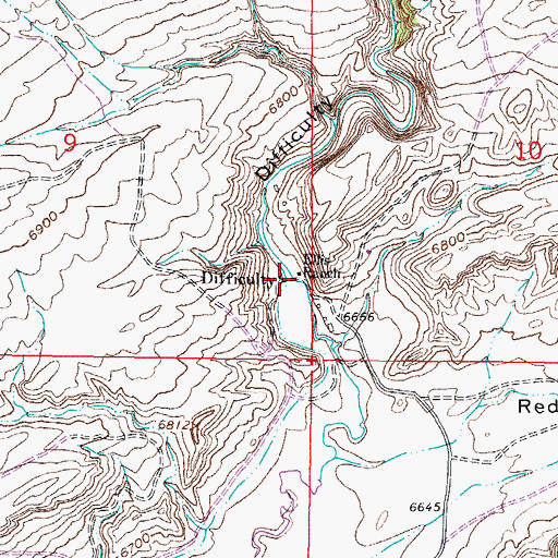Topographic Map of Difficulty, WY