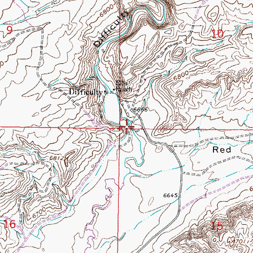 Topographic Map of Difficulty Canyon, WY