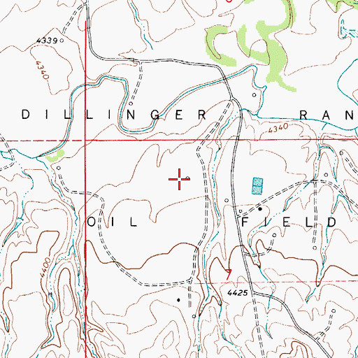 Topographic Map of Dillinger Ranch Oil Field, WY