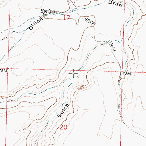 Topographic Map of Dillon Draw, WY