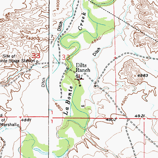Topographic Map of Dilts Ranch, WY