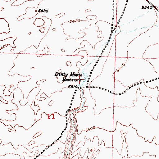 Topographic Map of Dinty Moore Reservoir, WY
